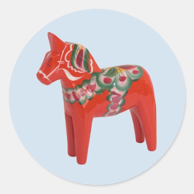 Swedish Dala Horse Scandinavian Tradition Classic Round Sticker (Front)