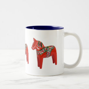 Swedish Dala Horse Scandinavian Two-Tone Coffee Mug