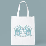 Swedish Dala Horse Teal Green and White Reusable Grocery Bag<br><div class="desc">A traditional Swedish Dala Horse design in teal green and white.</div>