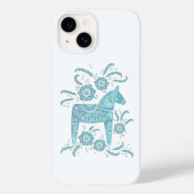 Swedish Dala Horse Teal Green Case-Mate iPhone Case (Back)