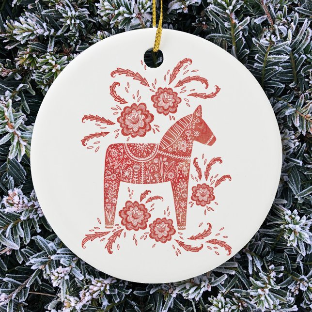 Swedish Dala Horse Traditional Folk Art Ceramic Tree Decoration (Creator Uploaded)