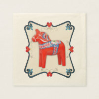 Swedish Dala Horse with Heart Scallop Frame