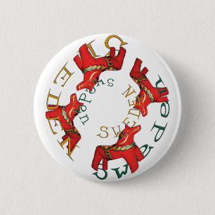 Swedish Dala Horses 6 Cm Round Badge