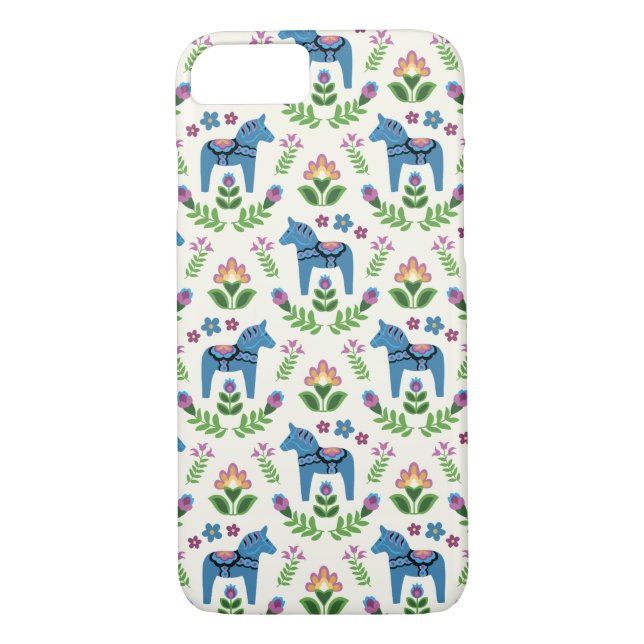 Swedish Dala Horses Blue Case-Mate iPhone Case (Back)