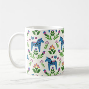 Swedish Dala Horses Blue Coffee Mug