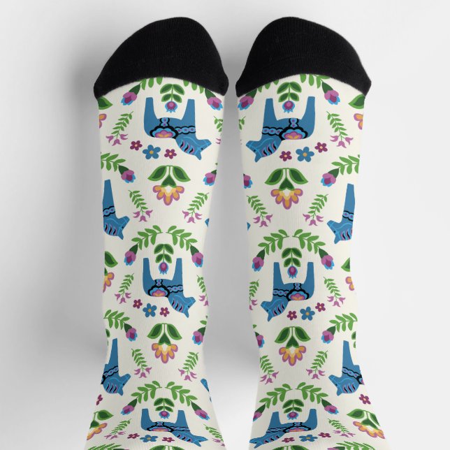 Swedish Dala Horses Blue Socks (Top)