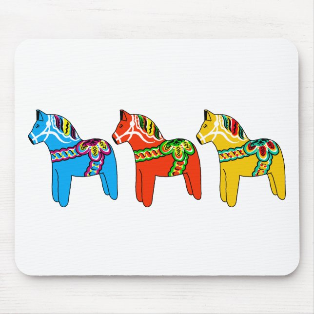 Swedish Dala Horses Mouse Mat (Front)