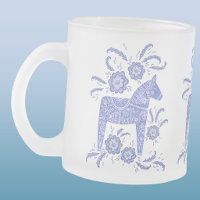 Swedish Dala Horses Periwinkle Blue and White