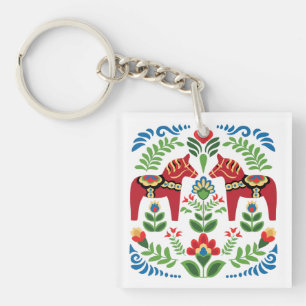 Swedish Dala Horses Red Key Ring