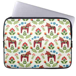 Swedish Dala Horses Red Laptop Sleeve