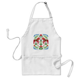 Swedish Dala Horses Red Standard Apron