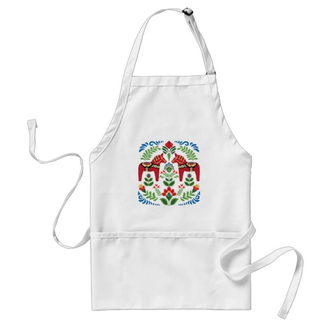 Swedish Dala Horses Red Standard Apron (Front)