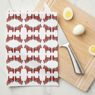 Swedish Dala Horses Tea Towel