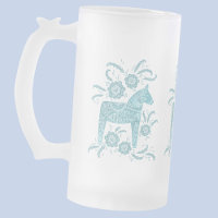 Swedish Dala Horses Teal Green and White