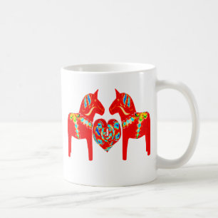 Swedish Dala Horses w Heart Coffee Mug