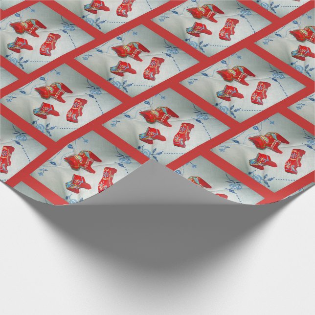 Swedish Dala Horses Wrapping Paper (Corner)