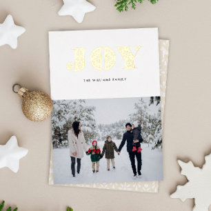 Swedish Dala Style Gold Foil Joy Holiday Card