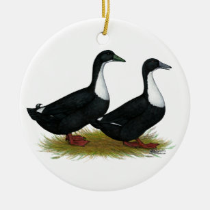 Swedish Ducks Black Ceramic Tree Decoration