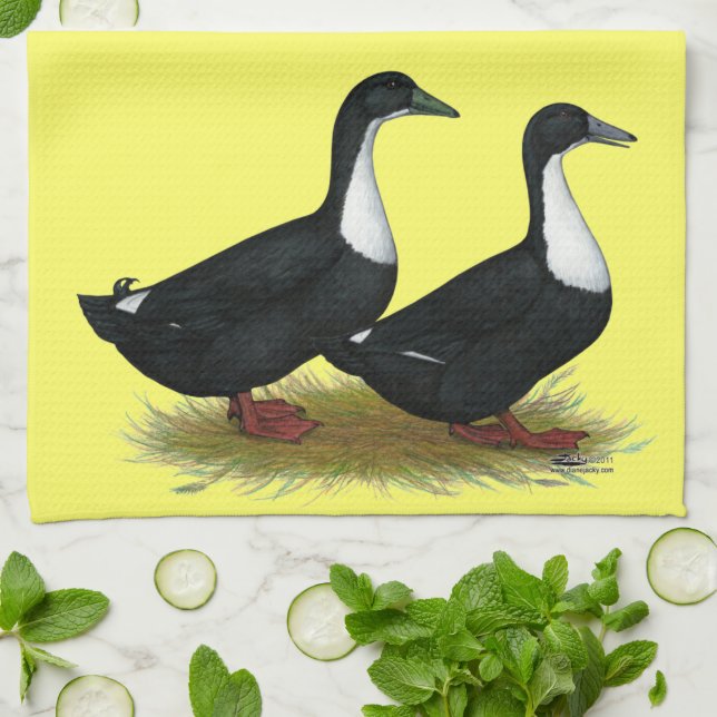 Swedish Ducks Black Tea Towel (Folded)