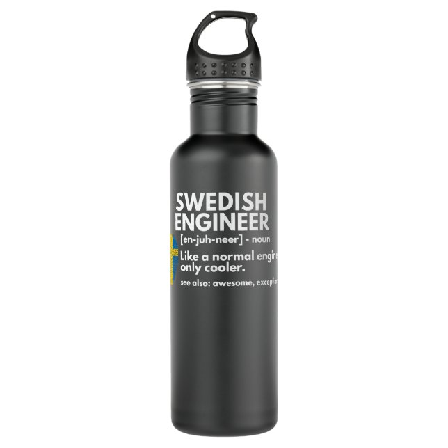 Swedish Engineer Definition Funny Sweden Engineeri 710 Ml Water Bottle (Front)