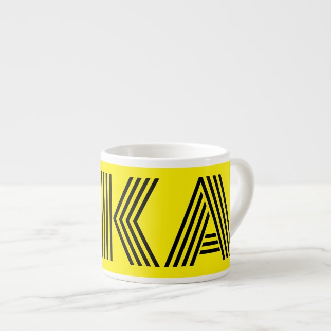 Swedish Fika Yellow and Black Espresso Cup (Front Right)