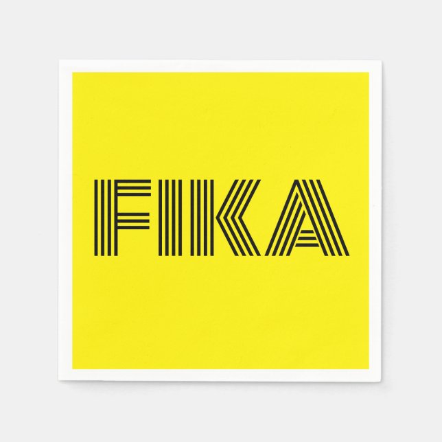 Swedish Fika Yellow and Black Napkin (Front)