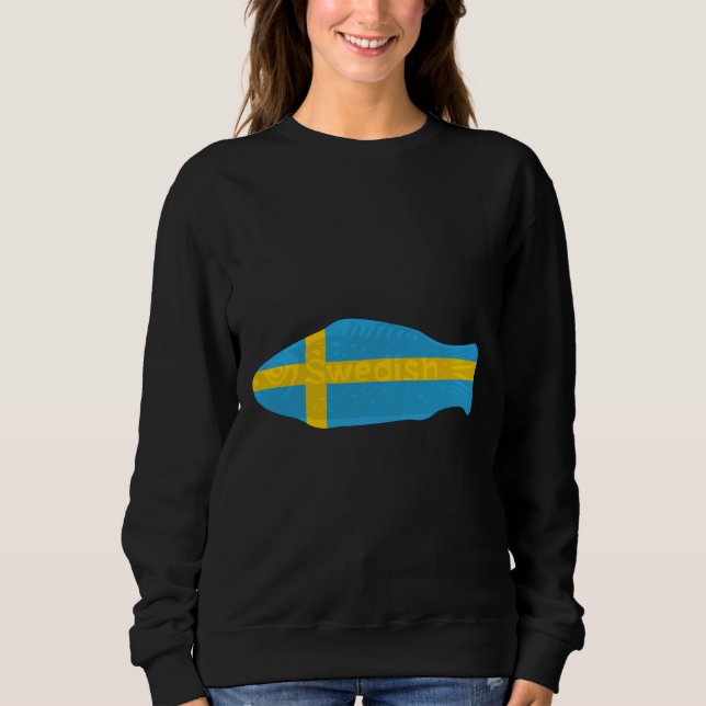 Swedish Fish In Swedish Flag Sweatshirt (Front)
