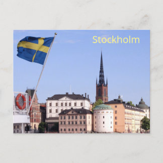 Swedish Flag and Riddarholm Church, Stockholm Postcard