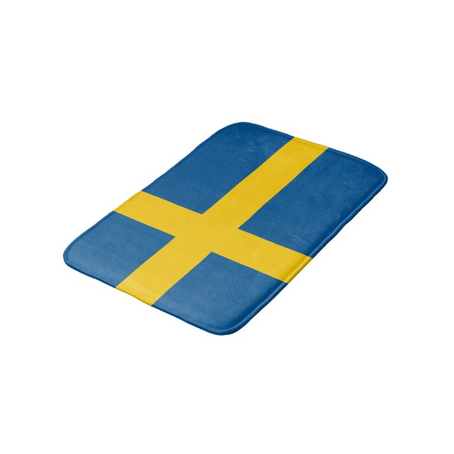 Swedish flag bath mat | Sweden bathroom rug (Angled)