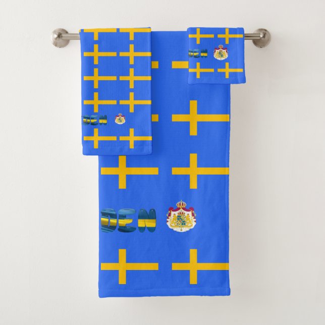 Swedish flag bath towel set (Insitu)
