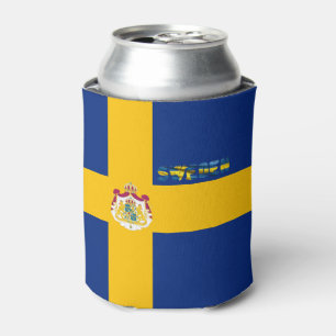 Swedish flag-coat of arms   can cooler