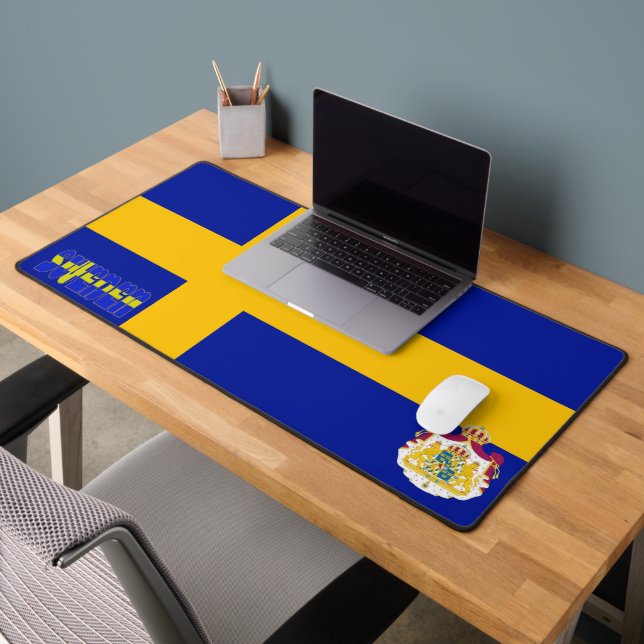 Swedish flag-coat of arms desk mat (Office 2)