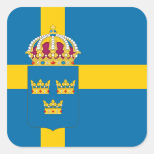 Swedish Flag & Coat of Arms, Flag of Sweden Square Sticker