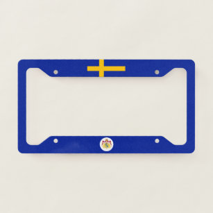 Swedish flag-coat of arms licence plate frame