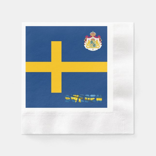 Swedish flag-coat of arms napkin (Front)