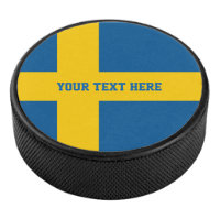 Swedish flag custom hockey puck sports gift idea