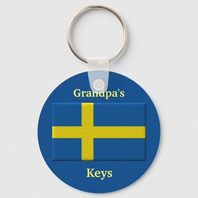 Swedish Flag Custom Name or Family Member Key Ring (Front)
