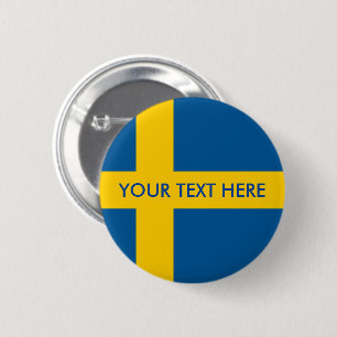 Swedish flag custom round pinback buttons
