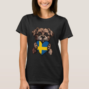 Swedish Flag Dog Heart Swedish Roots Sweden Sverig T-Shirt