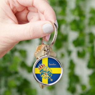 Swedish flag, emblem & Sweden holiday / sports Key Key Ring