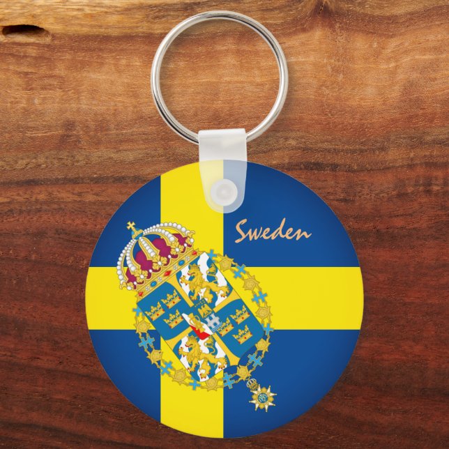 Swedish flag, emblem & Sweden holiday / sports Key Ring (Front)