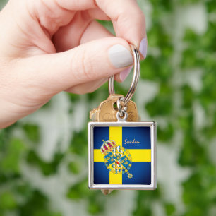 Swedish flag, emblem & Sweden holiday / sports Key Ring