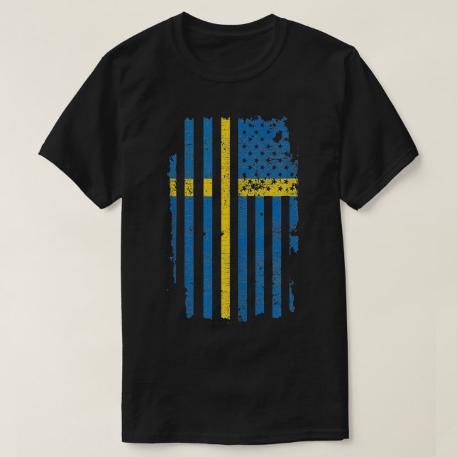 Swedish Flag Gifts 4th Of July USA US Flag Sweden  T-Shirt (Design Front)