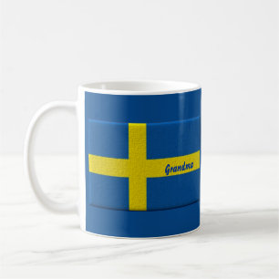 Swedish Flag Grandma or Custom Name Coffee Mug
