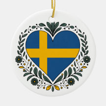 Swedish Flag Heart Christmas Ornament