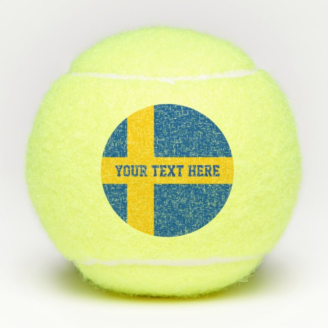 Swedish flag of Sweden custom printed yellow Tennis Balls (Front)