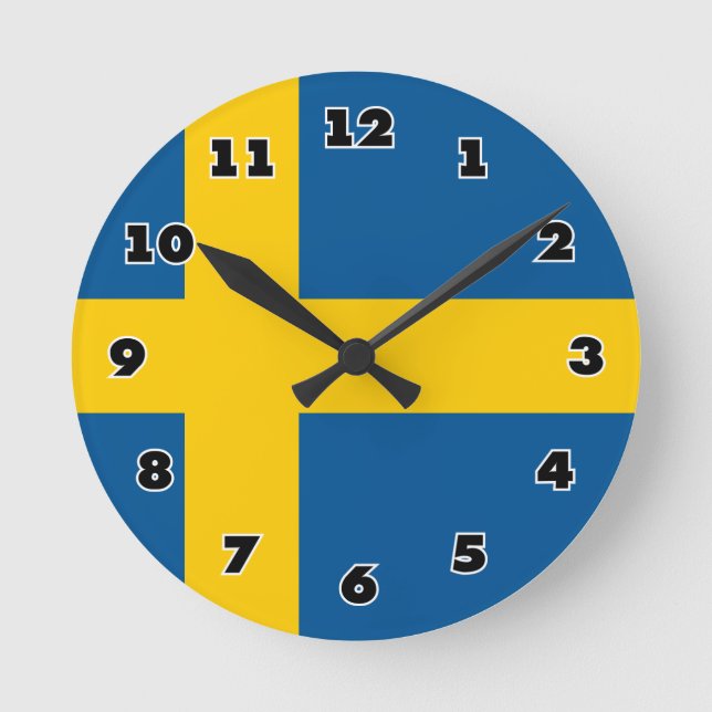 Swedish flag of Sweden custom round wall clock (Front)