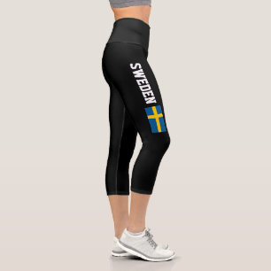 Swedish flag of Sweden high waist Capri leggings