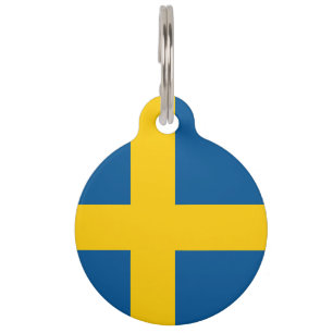 Swedish flag of Sweden pet tag for new dog or cat