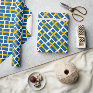 Swedish flag of Sweden scandinavian Christmas Wrapping Paper